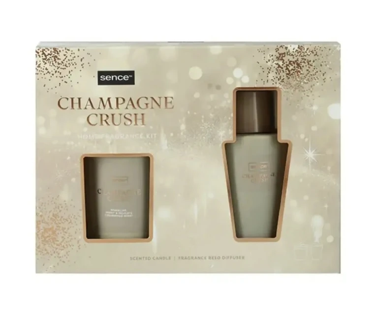 Sence Collection set cadou:Lumanare+Odorizant cu bete 100 g+100 ml Champagne Crush